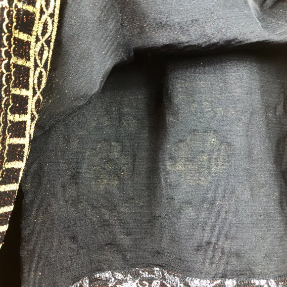 Black and Gold Floral Patterned Women's Top - Picture 6 of 10